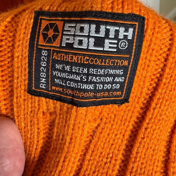 Vtg South Pole Ski Sweater Men's Size‎ XL Chunky Knit Ribbed Orange Retro - Picture 4 of 7